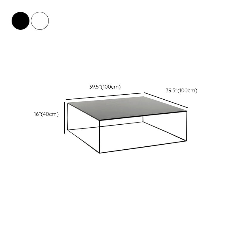 Mid-Century Modern Iron Square Coffee Table with Frame Base Coffee Table