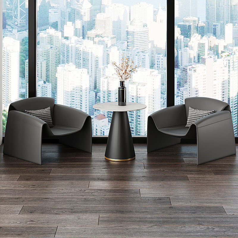 Fixed Back Sled Arms Armchair Mid-century Modern Accent Armchair