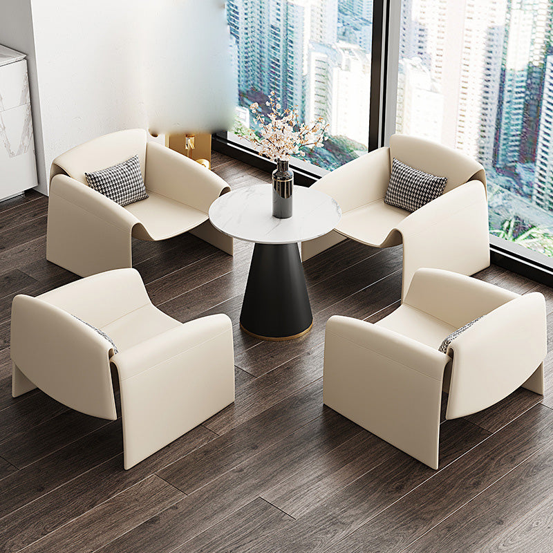 Fixed Back Sled Arms Armchair Mid-century Modern Accent Armchair