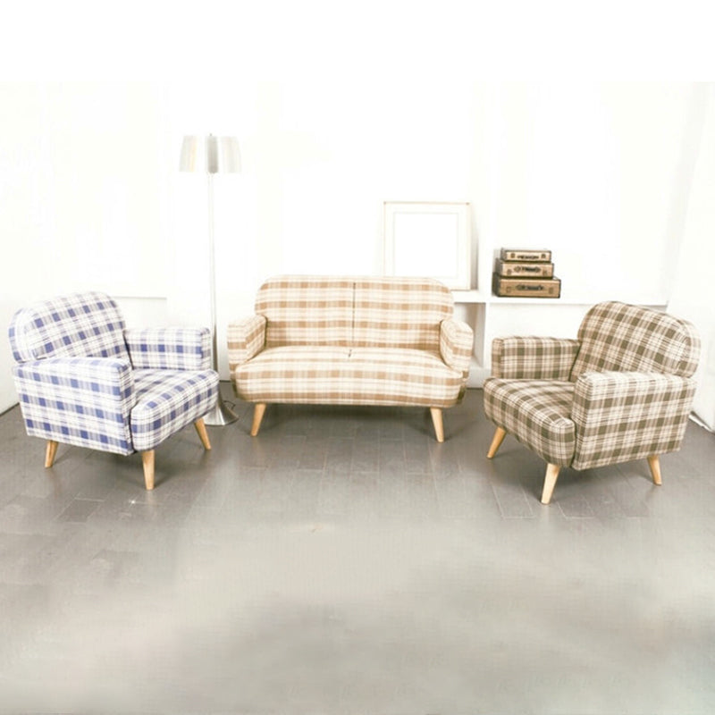 Contemporary Fabric Settee Stain Resistant Tight Seat Sofa for Living Room