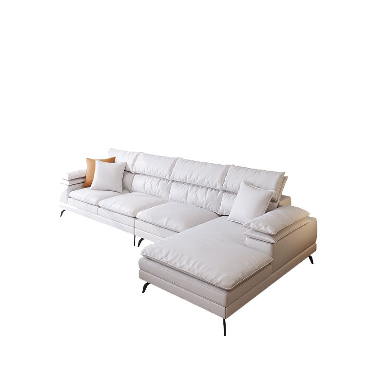 36"H Contemporary Sectional Sofa Leather Cream Down Cushion Sectional