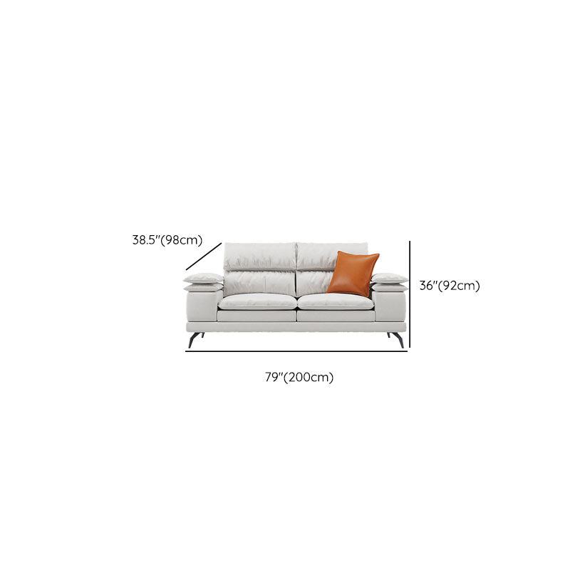 36"H Contemporary Sectional Sofa Leather Cream Down Cushion Sectional