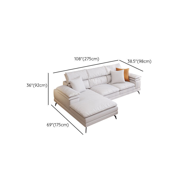 36"H Contemporary Sectional Sofa Leather Cream Down Cushion Sectional