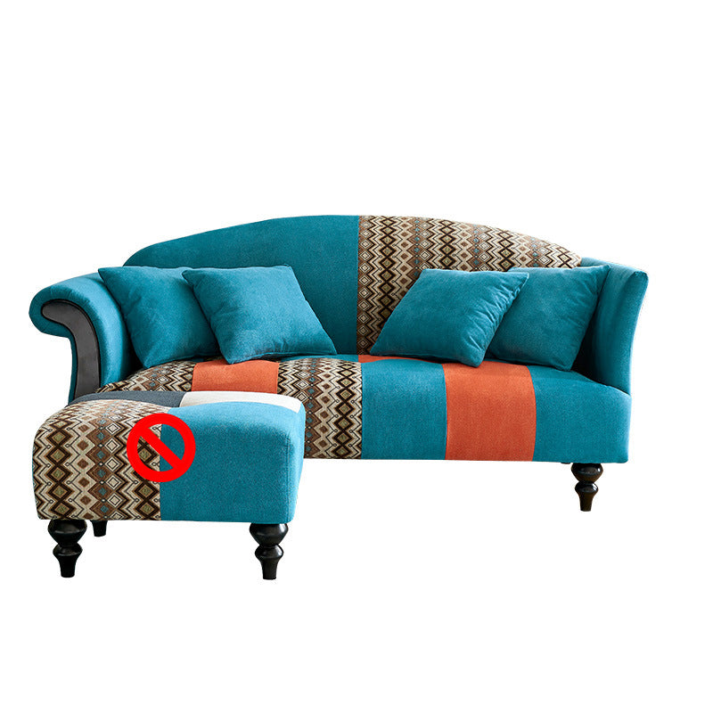 Contemporary Sewn Pillow Back Sofa Rolled Arm Settee for Living Room