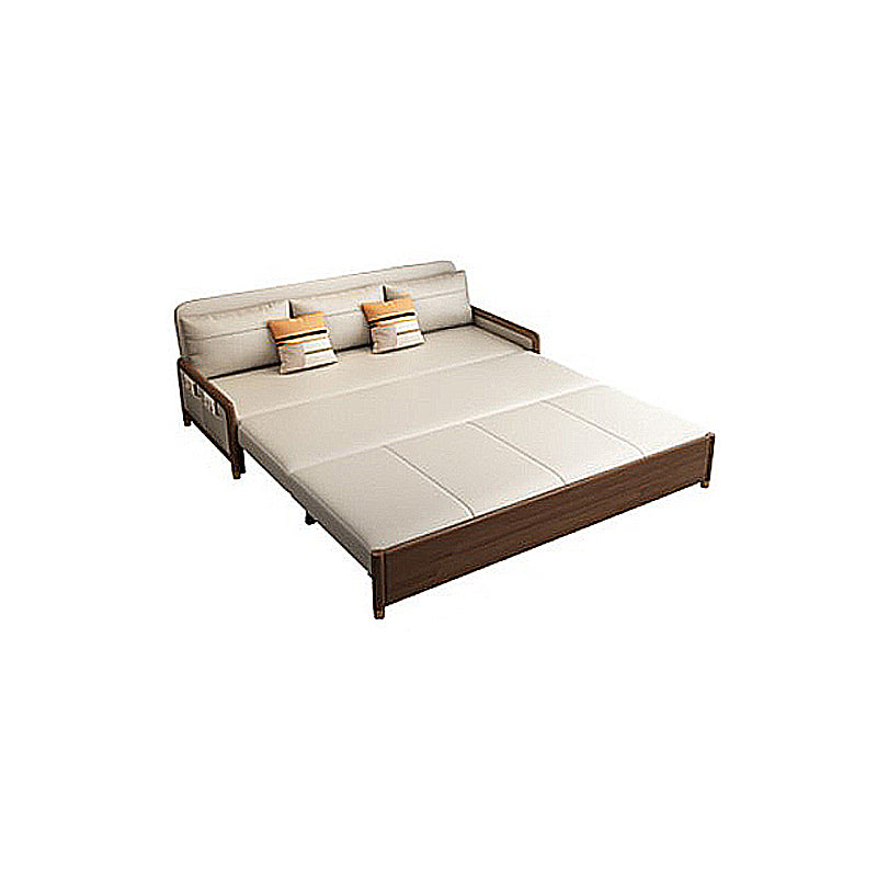 Beige and Brown Sofa Bed with Pillows Convertible Seating with Storage