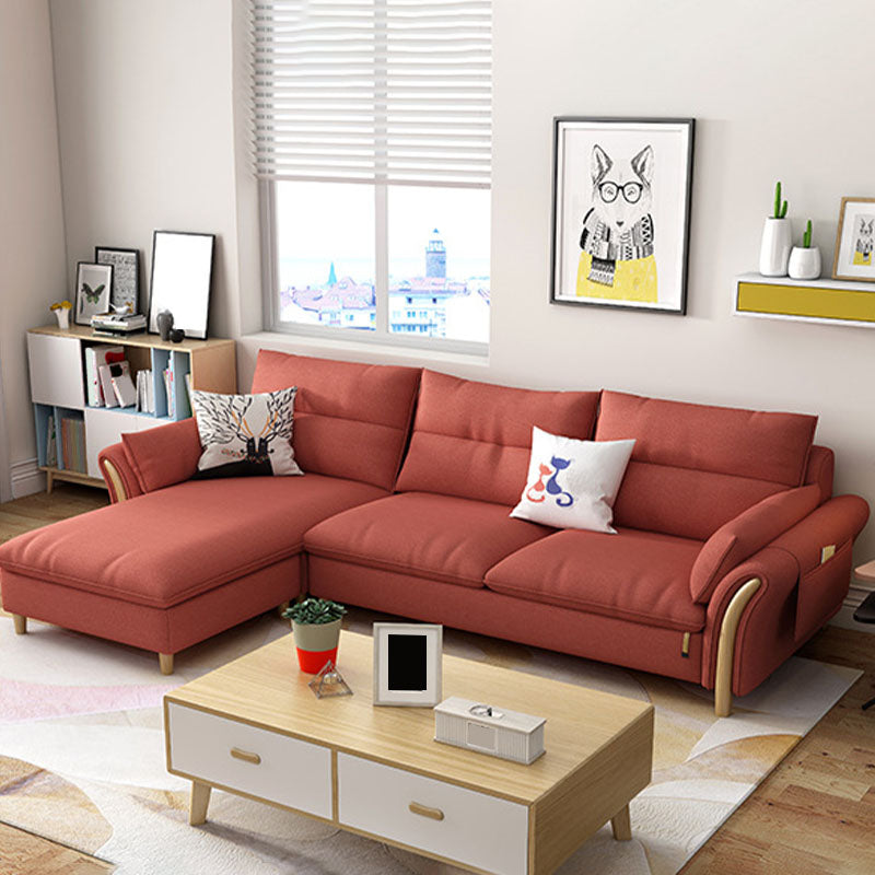 Scandinavian Sectional Sofa Fabric Storage Stationary Sectional