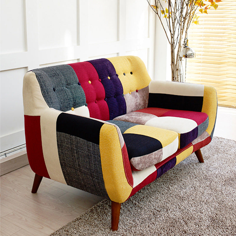 Flared Arm Sofa Cotton Stain Resistant Settee for Living Room