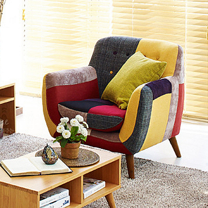 Flared Arm Sofa Cotton Stain Resistant Settee for Living Room