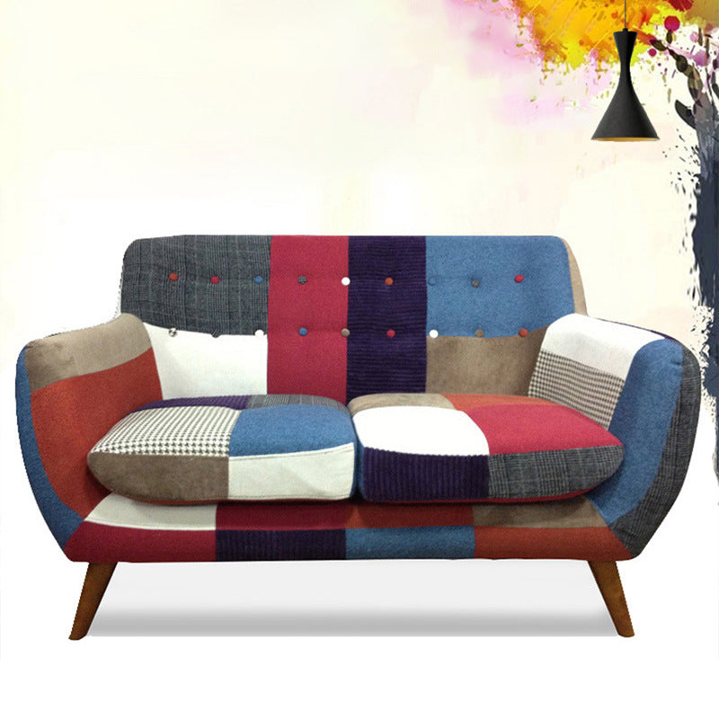Flared Arm Sofa Cotton Stain Resistant Settee for Living Room