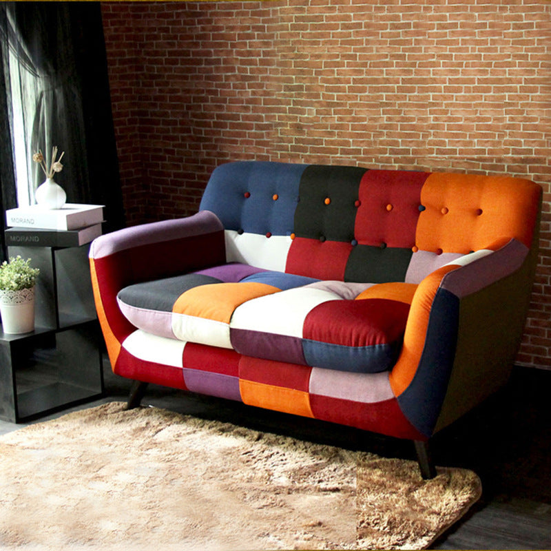 Flared Arm Sofa Cotton Stain Resistant Settee for Living Room