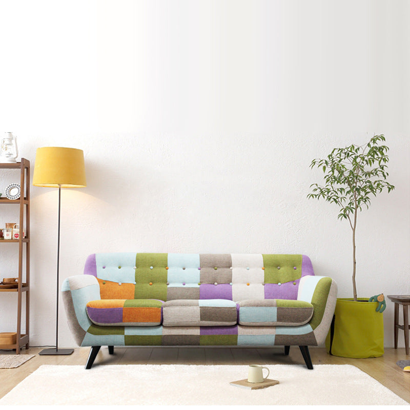 Flared Arm Sofa Cotton Stain Resistant Settee for Living Room