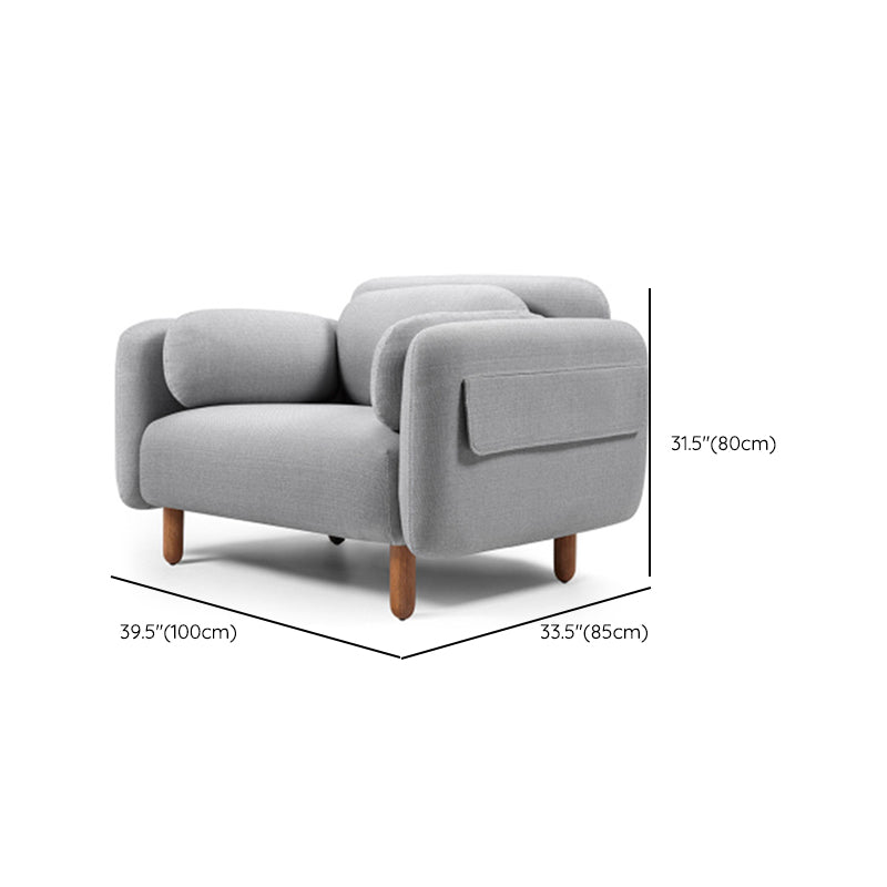 Sewn Pillow Back Fabric Settee Solid Color Stain Resistant Sofa for Bonus Room