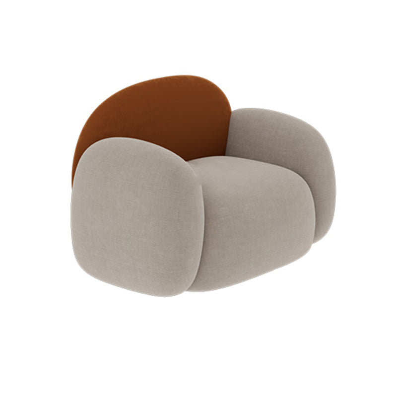 Curved Armless Seating Stain Resistant Sofa in Orange and Gray