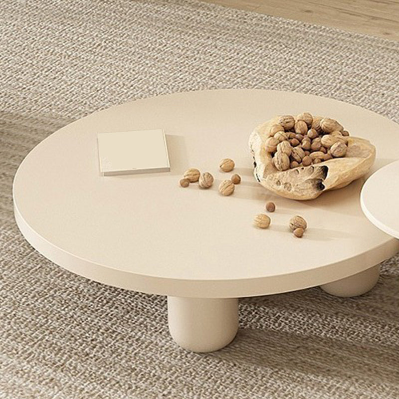4 Legs Coffee Table Wooden Coffee Cocktail Table with Round Top for Living Room