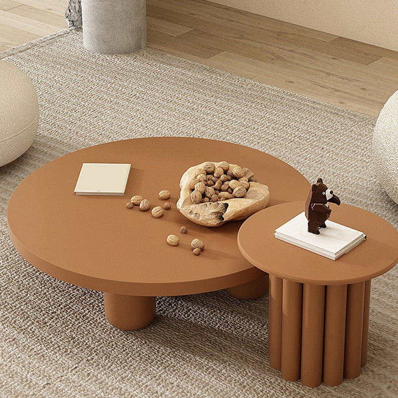 4 Legs Coffee Table Wooden Coffee Cocktail Table with Round Top for Living Room
