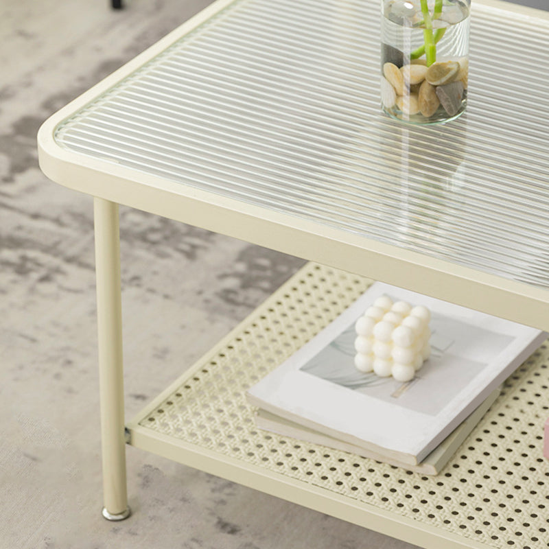 Contemporary Rectangle Coffee Table with Glass Top and 1 Shelf