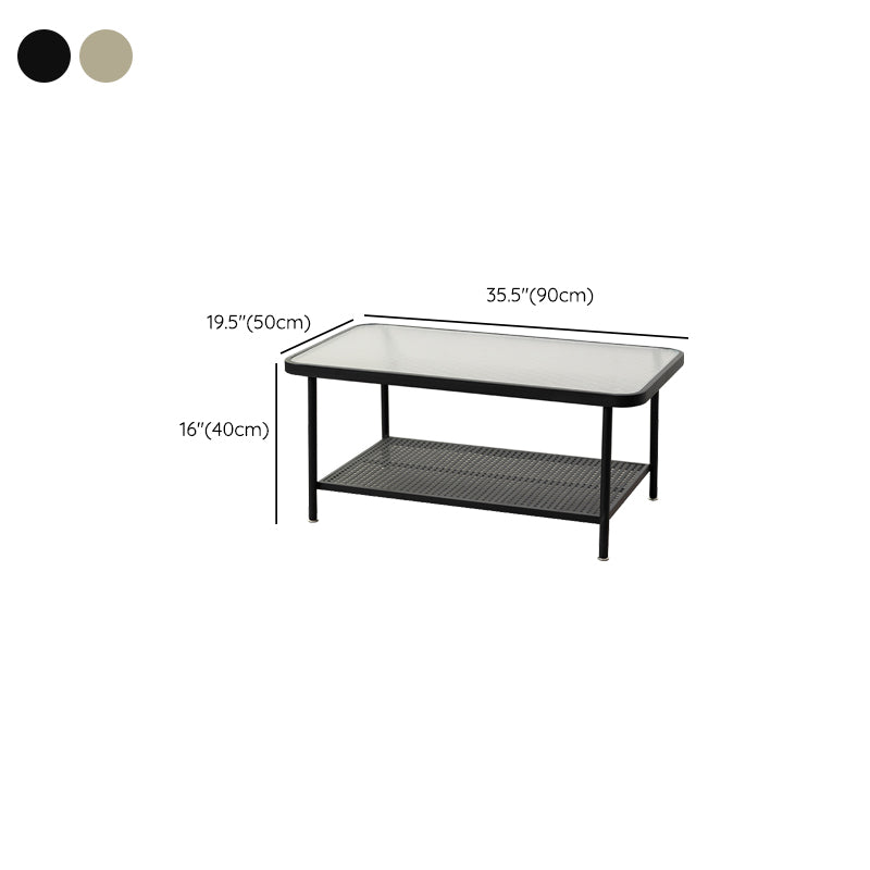 Contemporary Rectangle Coffee Table with Glass Top and 1 Shelf
