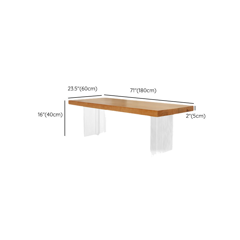 Rectangle Solid Wood Coffee Table with Acrylic Base Scandinavian Cocktail Table