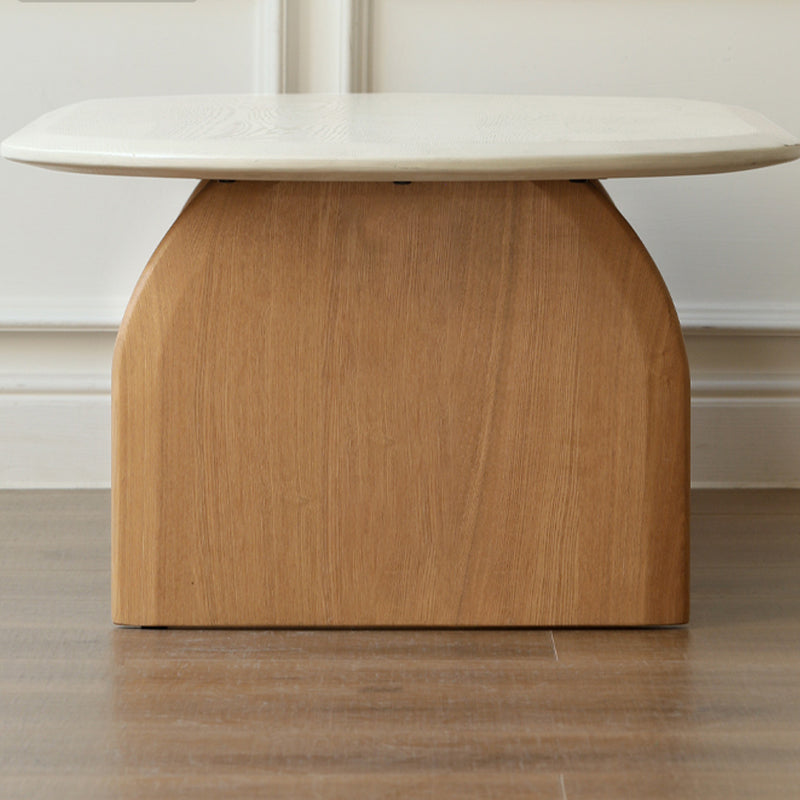 Scandinavian Pine Wood Coffee Table with Sled Base Oval Coffee Table