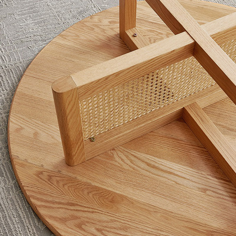 Round Solid Wood Coffee Table Cross Legs Coffee Cocktail Table