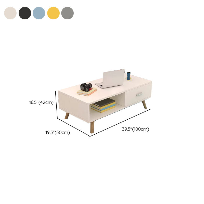 16.53" Tall Rectangle Coffee Table Wooden 4 Legs Cocktail Table with Storage