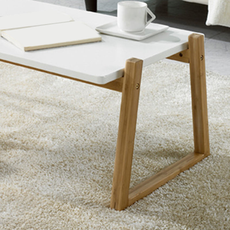 Contemporary Rectangle Top Coffee Table Wooden Sled Cocktail Table