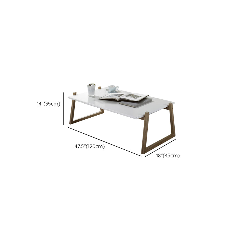 Contemporary Rectangle Top Coffee Table Wooden Sled Cocktail Table