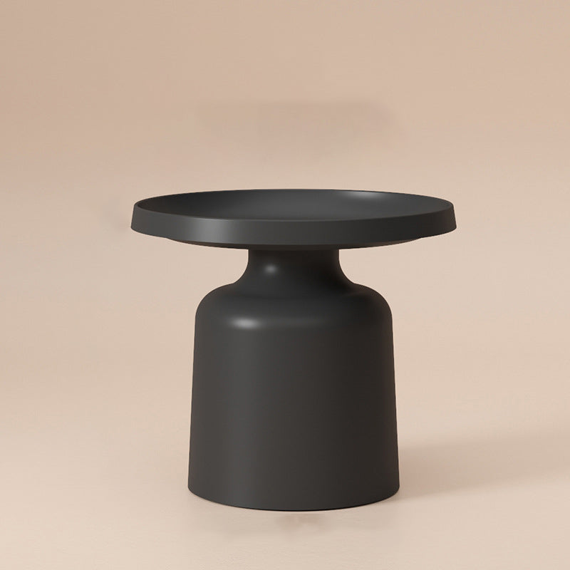 Mid-Century Modern Round Metal Coffee Table Pedestal Tray Top Cocktail Table