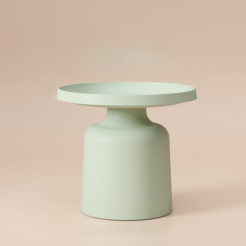 Mid-Century Modern Round Metal Coffee Table Pedestal Tray Top Cocktail Table
