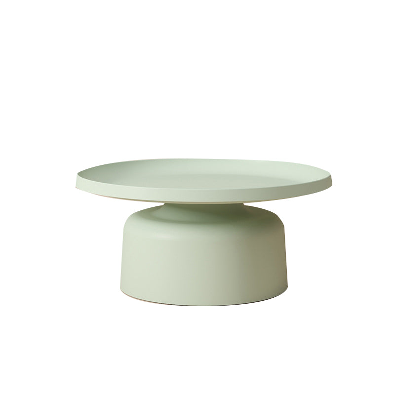 Mid-Century Modern Round Metal Coffee Table Pedestal Tray Top Cocktail Table