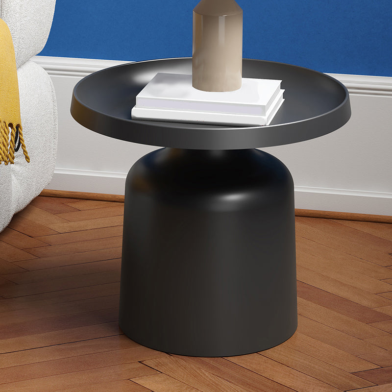 Mid-Century Modern Round Metal Coffee Table Pedestal Tray Top Cocktail Table