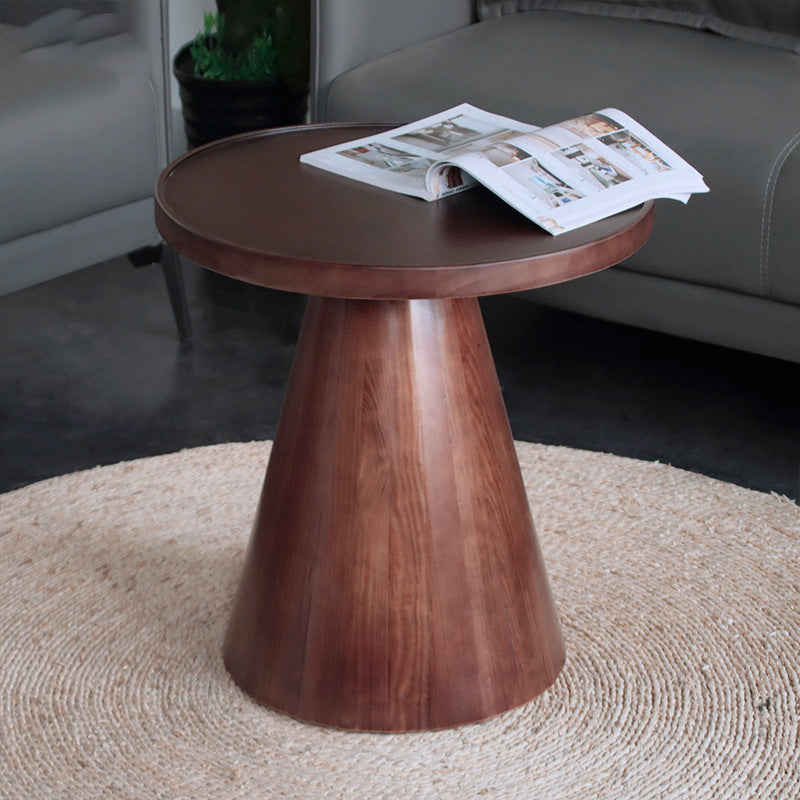 Scandinavian Solid Wood Round Pedestal Living Room Side End Table