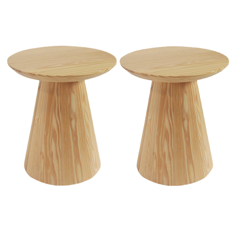 Scandinavian Solid Wood Round Pedestal Living Room Side End Table