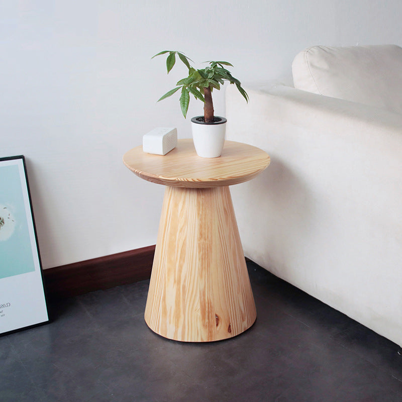 Scandinavian Solid Wood Round Pedestal Living Room Side End Table