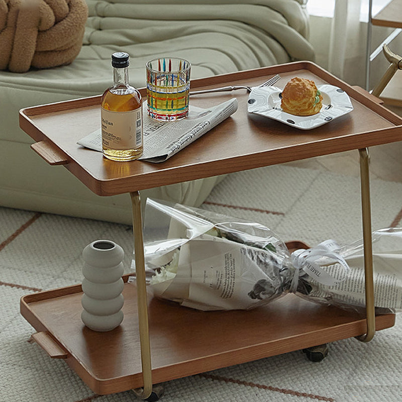 20.47" Tall Tray Top Side Accent Table Solid Wood End Slide Table