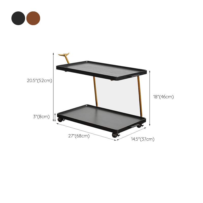20.47" Tall Tray Top Side Accent Table Solid Wood End Slide Table