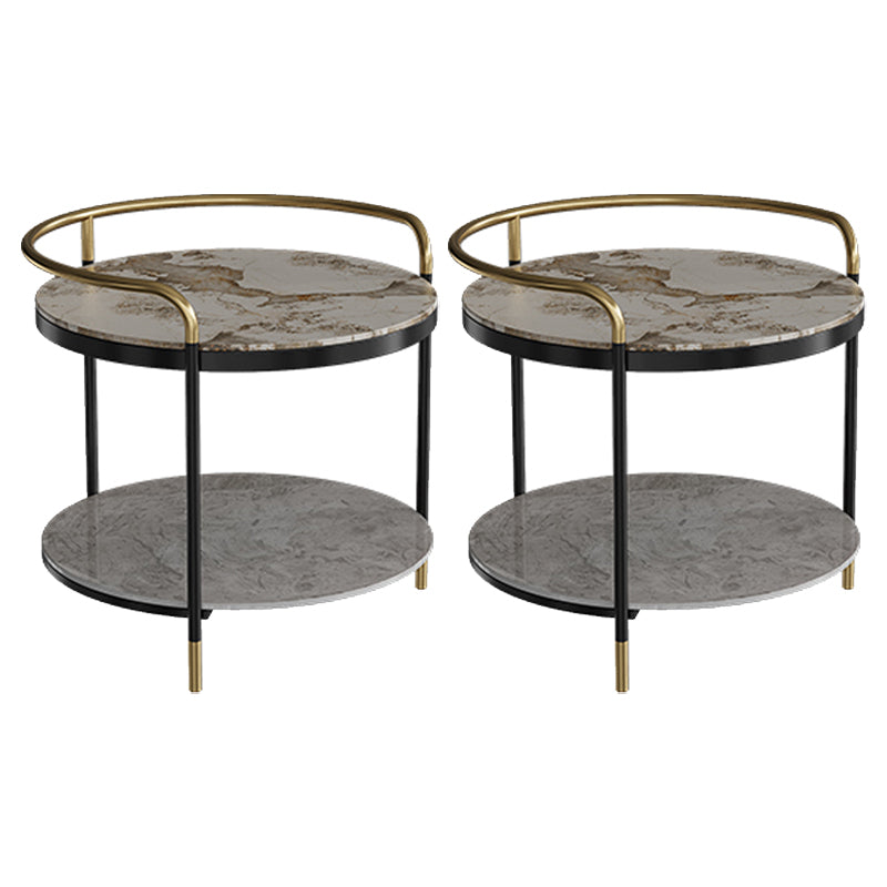 Contemporary with Shelf 3 Legs Round Double Tier Side End Table
