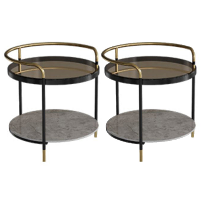 Contemporary with Shelf 3 Legs Round Double Tier Side End Table