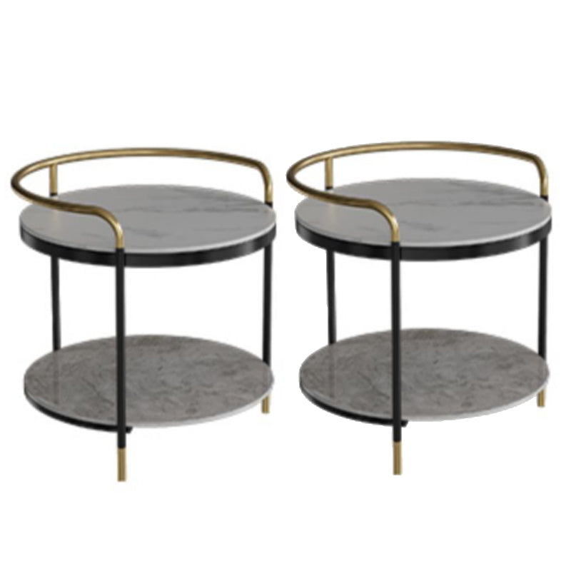 Contemporary with Shelf 3 Legs Round Double Tier Side End Table
