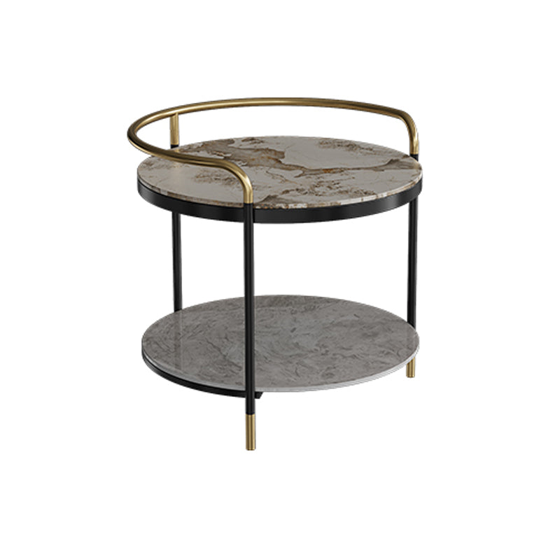 Contemporary with Shelf 3 Legs Round Double Tier Side End Table