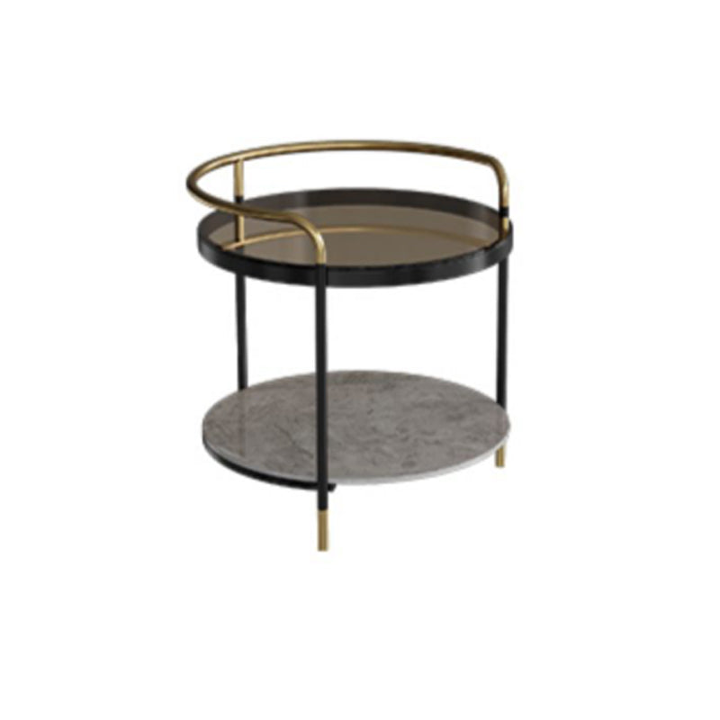 Contemporary with Shelf 3 Legs Round Double Tier Side End Table