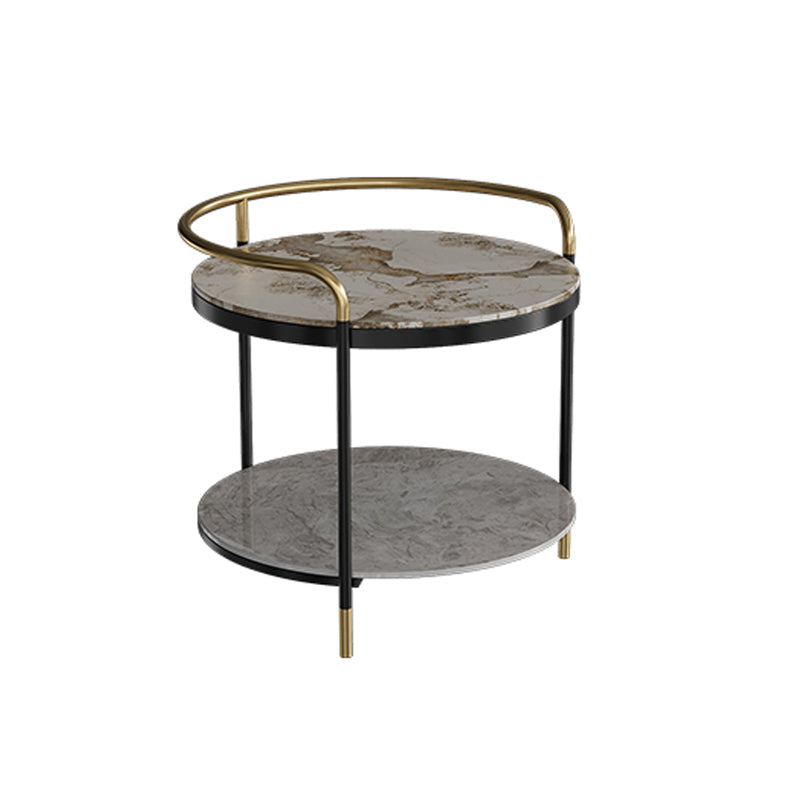 Contemporary with Shelf 3 Legs Round Double Tier Side End Table