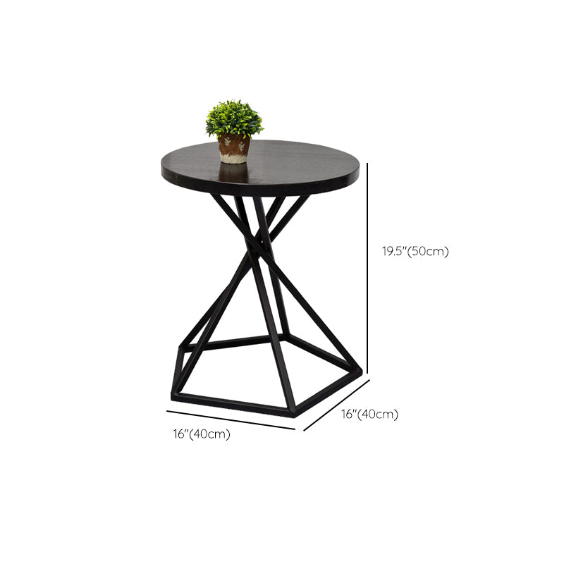 Wood Round Side Table Black Metal Frame Sofa Side Accent Table