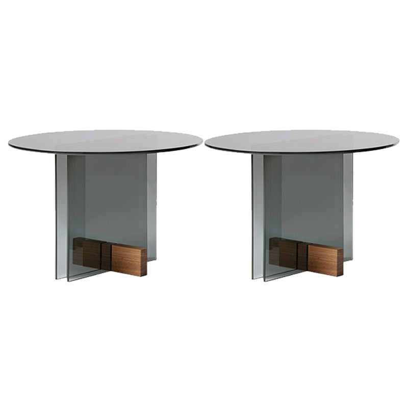 Contemporary Glass Top Abstract Round Living Room Side End Table