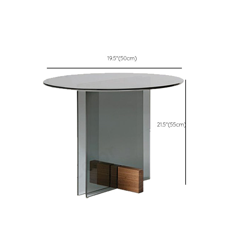 Contemporary Glass Top Abstract Round Living Room Side End Table