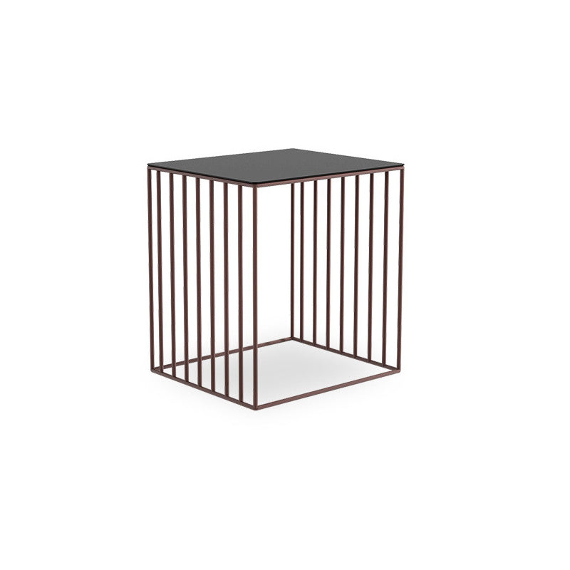 Contemporary Glass Top Frame Square Bedside Accent Side Table