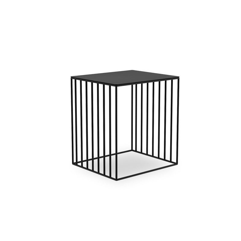 Contemporary Glass Top Frame Square Bedside Accent Side Table