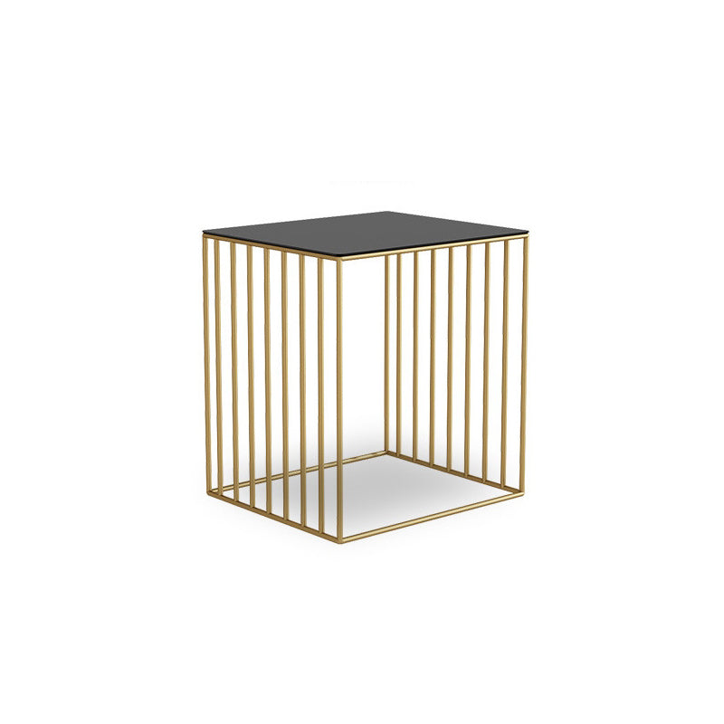 Contemporary Glass Top Frame Square Bedside Accent Side Table