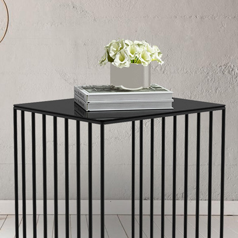 Contemporary Glass Top Frame Square Bedside Accent Side Table