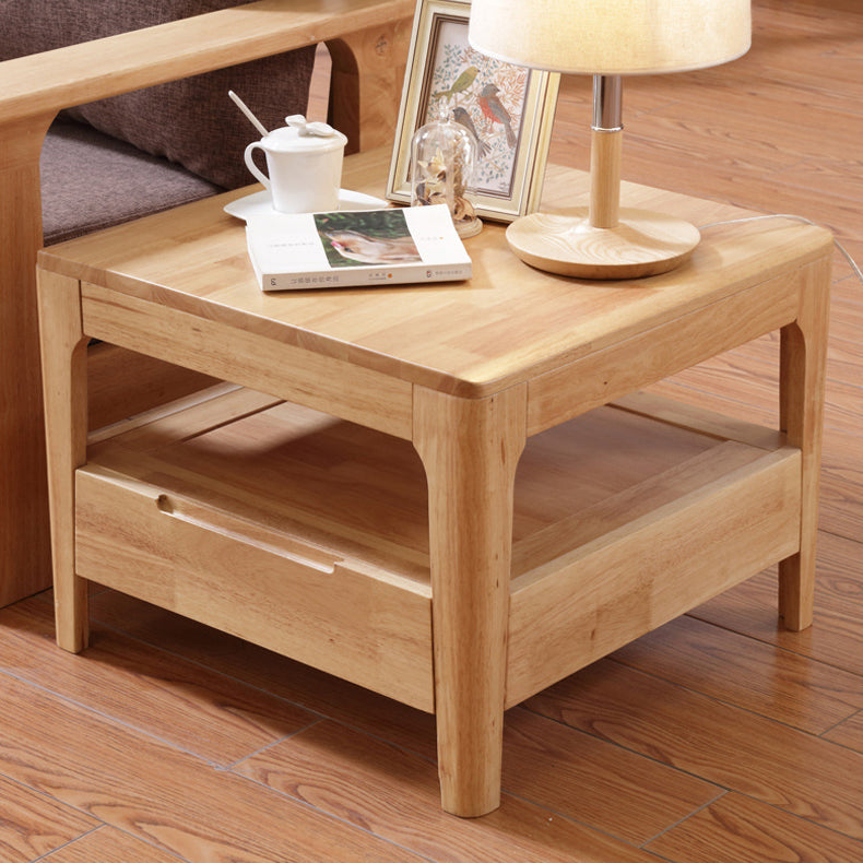 Modern 23.62" Wide End Table Sqaure 4 Legs Side Table with 1 Drawer